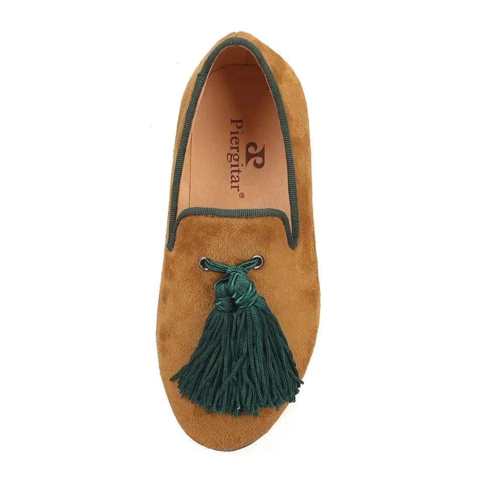 Kids Loafers Khaki Kids' Loafer Shoes: Classic Style with Tassel Detailing