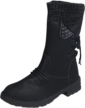 Ladmiple Cowboy Boots For Women Wide Calf Knee High Fashion Western Pointed Toe Chunky Heel Side Zipper Cowgirl Boots