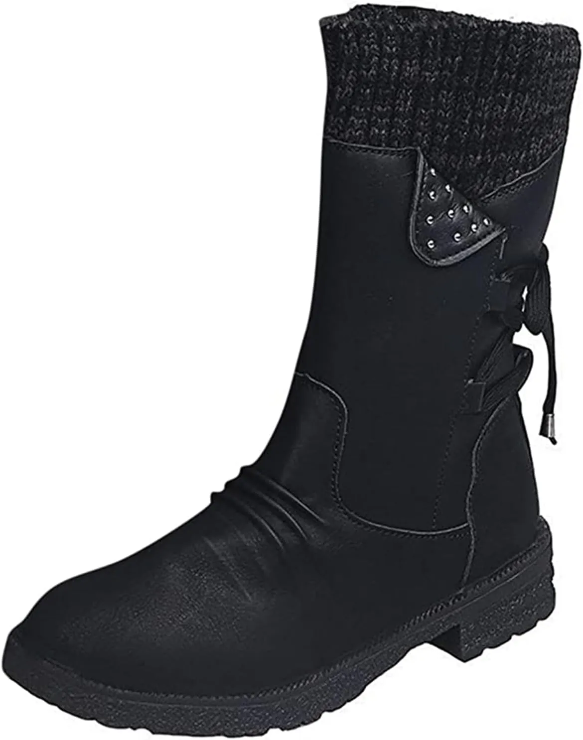 Ladmiple Cowboy Boots For Women Wide Calf Knee High Fashion Western Pointed Toe Chunky Heel Side Zipper Cowgirl Boots