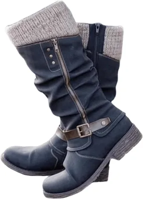 Ladmiple Cowboy Boots For Women Wide Calf Wide Foot Cowgirl Western Boots Pointed Toe Chunky Heel Pull On Fashion Boots