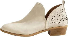 Lausiuoe Womens Boots Fall 2022 Comfortable Ankle Booties Slip on Cutout Low Heel Casual Dressy Wide Width Fashion Shoes