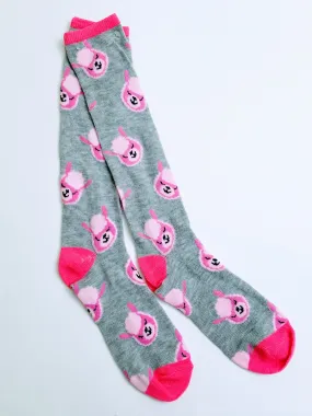 Llama Head Knee High Crew Socks