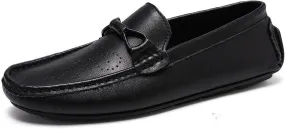 Loafer Shoes for Men Rope Tie Brogue Round Toe Genuine Leather Breathable Resistant Soft Flat Heel Driving Slip On for Any Attire