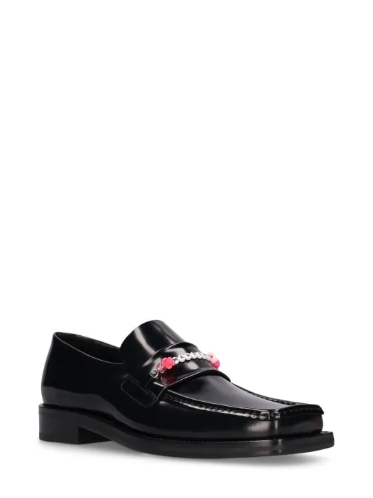 Martine Rose   3.5cm Leather square toe beaded loafers 
