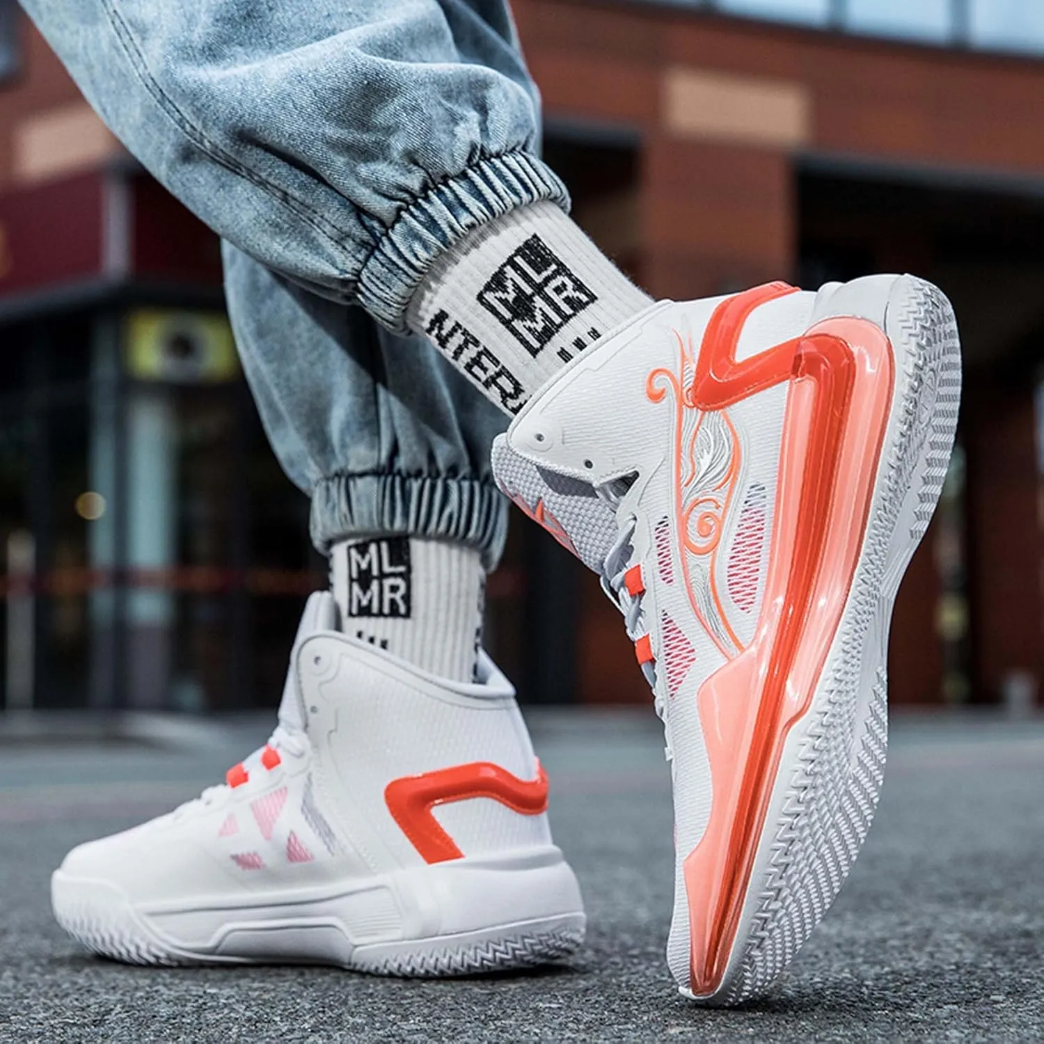 Men and Women Comfortable and Breathable Basketball Sneakers mid Top Lace Up Non Slip Running Shoes Lightweight Carrying Casual Sneakers Durable Fitness Training Shoes