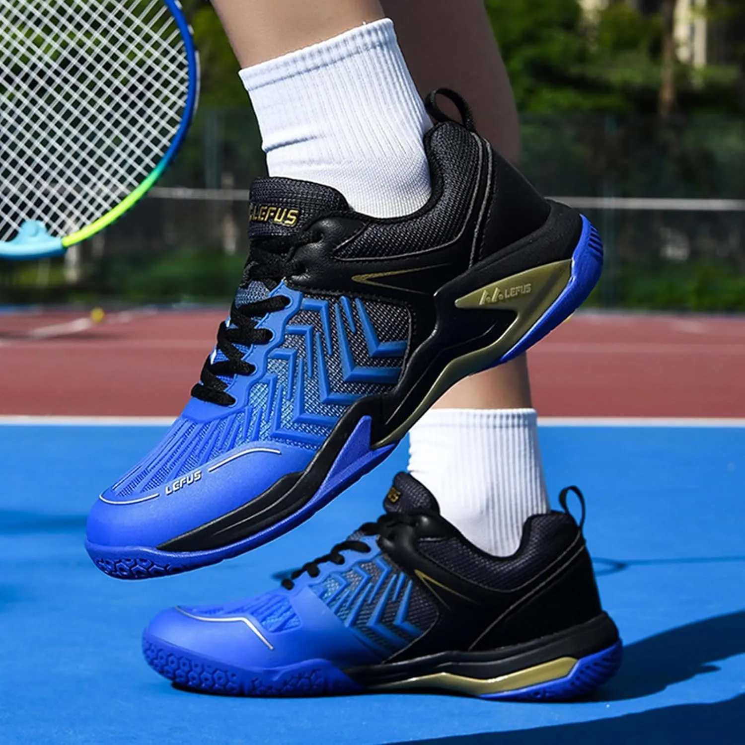 Men's Badminton Shoes for Women Outdoor Indoor Fashion Tennis Sneakers Non-Slip Training for Racketball Squash Volleyball