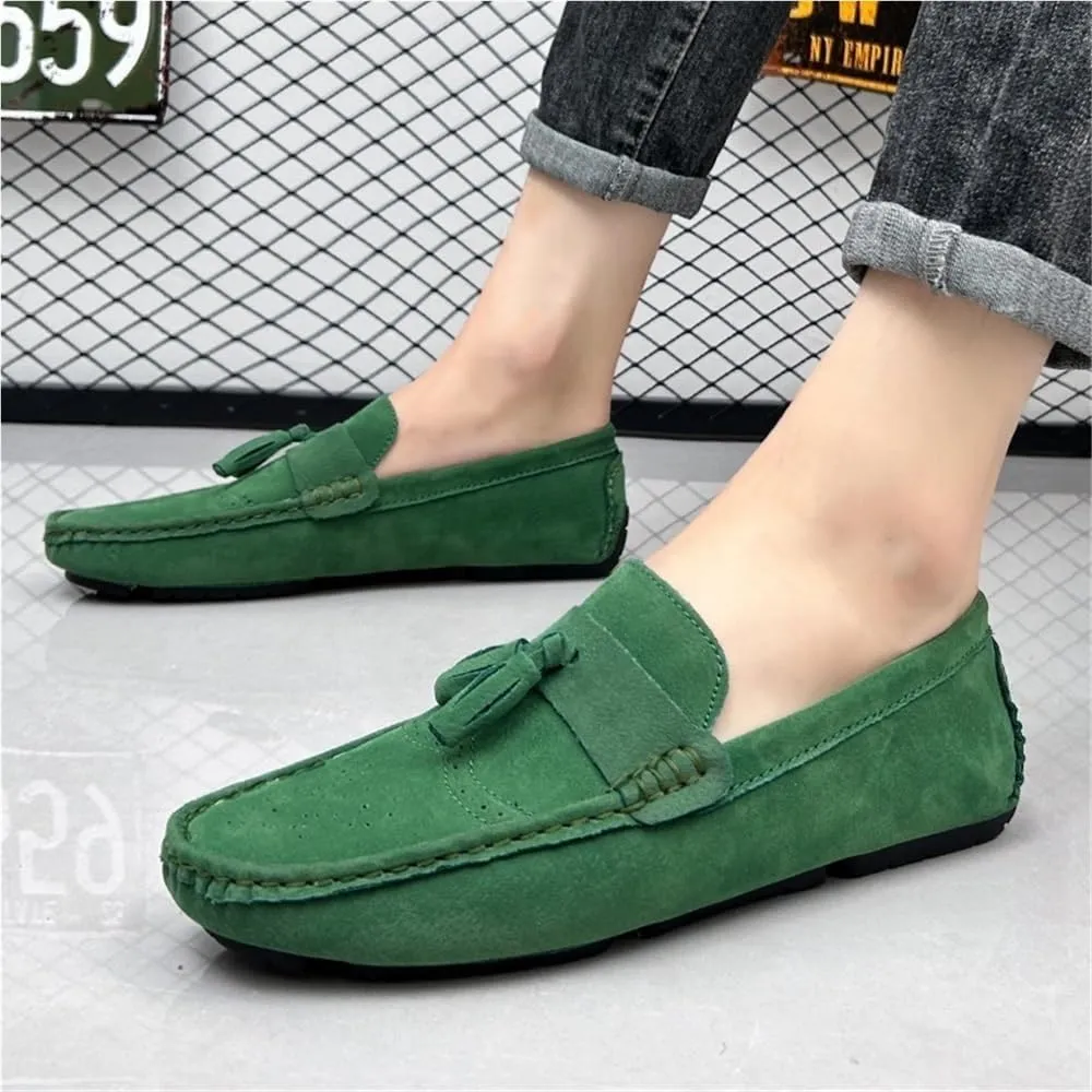 Mens Driving Loafers Pu Leather Moccasins Shoe Outdoor Solid Color Round Toe Slip-on