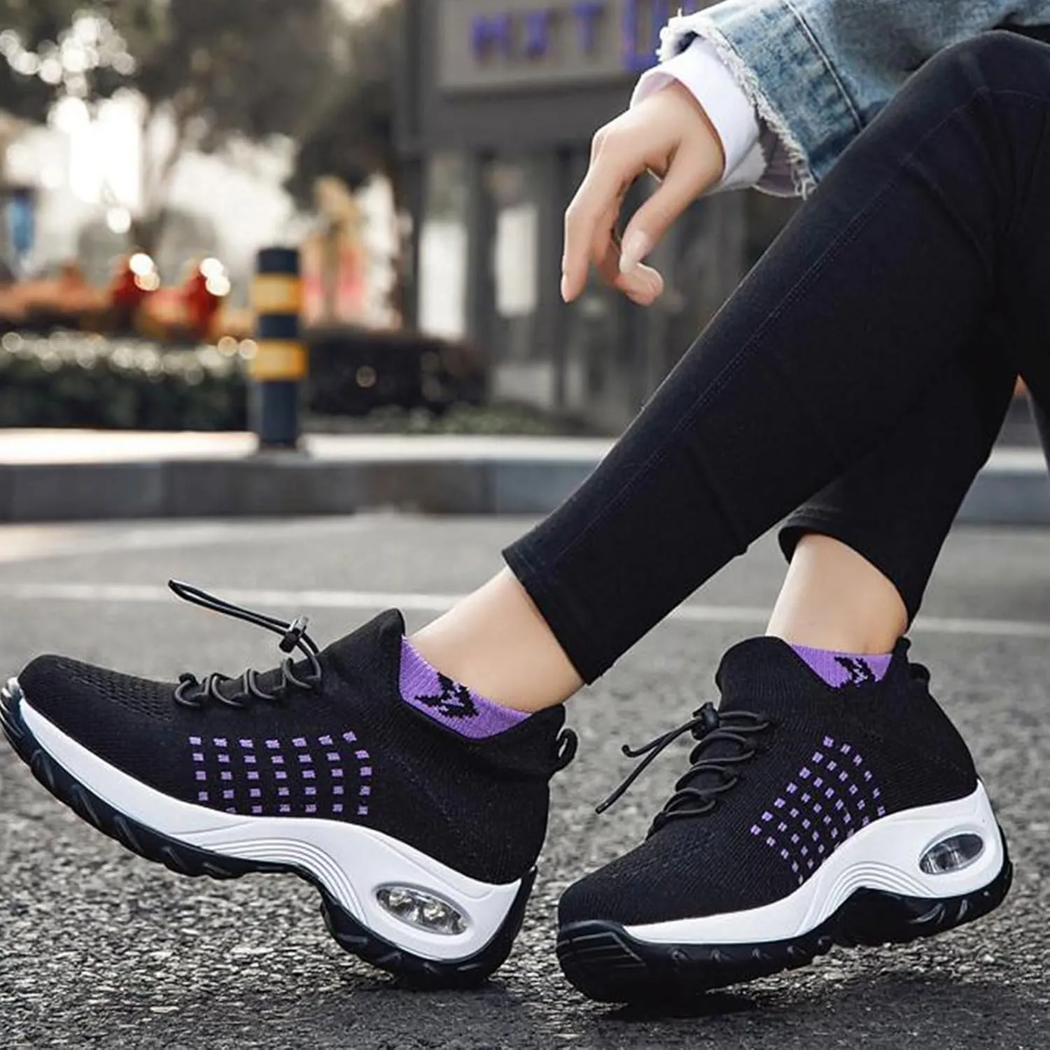 Orthopedic Sneakers for Women Men Comfortable Breathable Walking Shoes,Soft Damping Air Cushion Footwear Anti-Skid Waterproof Soles Sneakers,Elastic Strap Running Shoes Unisex with Arch Support