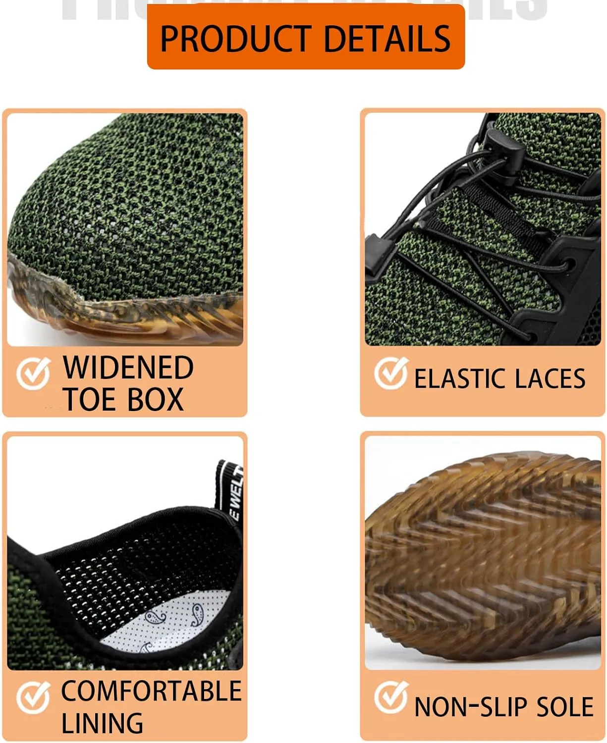 Prestivos Shoes, Evontira Steel Toe Work Shoes – Lightweight, Anti-Slip, Breathable Safety Sneakers, Teel Toe Safety Work Shoes