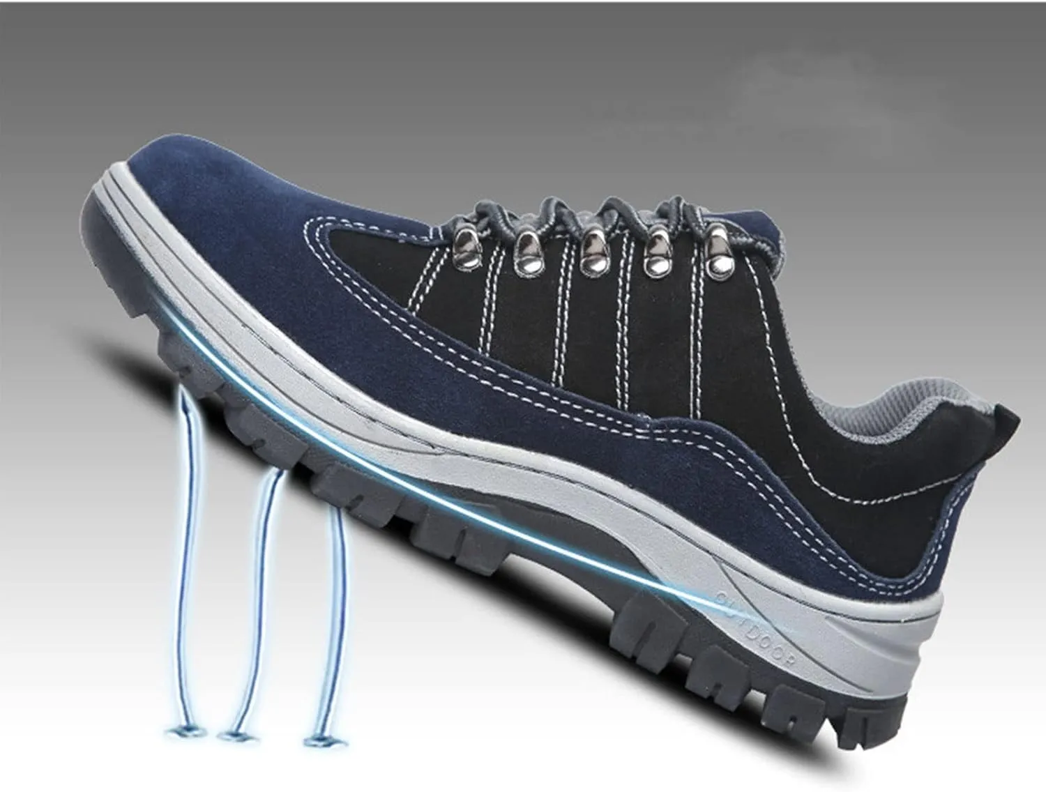 Safety Shoes Unisex Men Safety Trainers Women Steel Toe Cap Breathable Protective Work Shoes (Color : Blue, Size : 9 US)