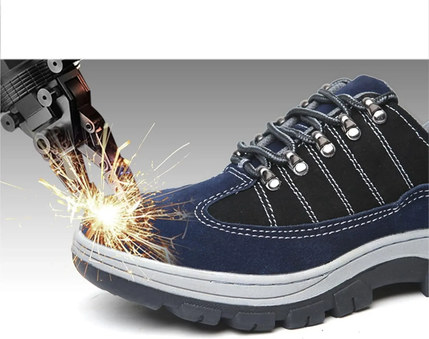 Safety Shoes Unisex Men Safety Trainers Women Steel Toe Cap Breathable Protective Work Shoes (Color : Blue, Size : 9 US)
