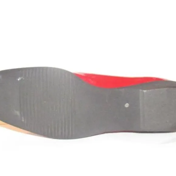 Salvatore Ferragamo Red Patent Leather Flats With An Extra Large Vara Accent
