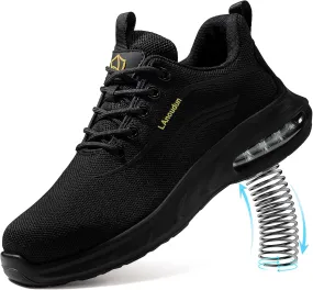 Steel Toe Shoes for Men Lightweight Work Shoes Safety Shoes Air Cushioned Steel Toe Sneakers Indestructible Steel Tennis Toe Shoes Construction Industrial Work Safety Sneakers