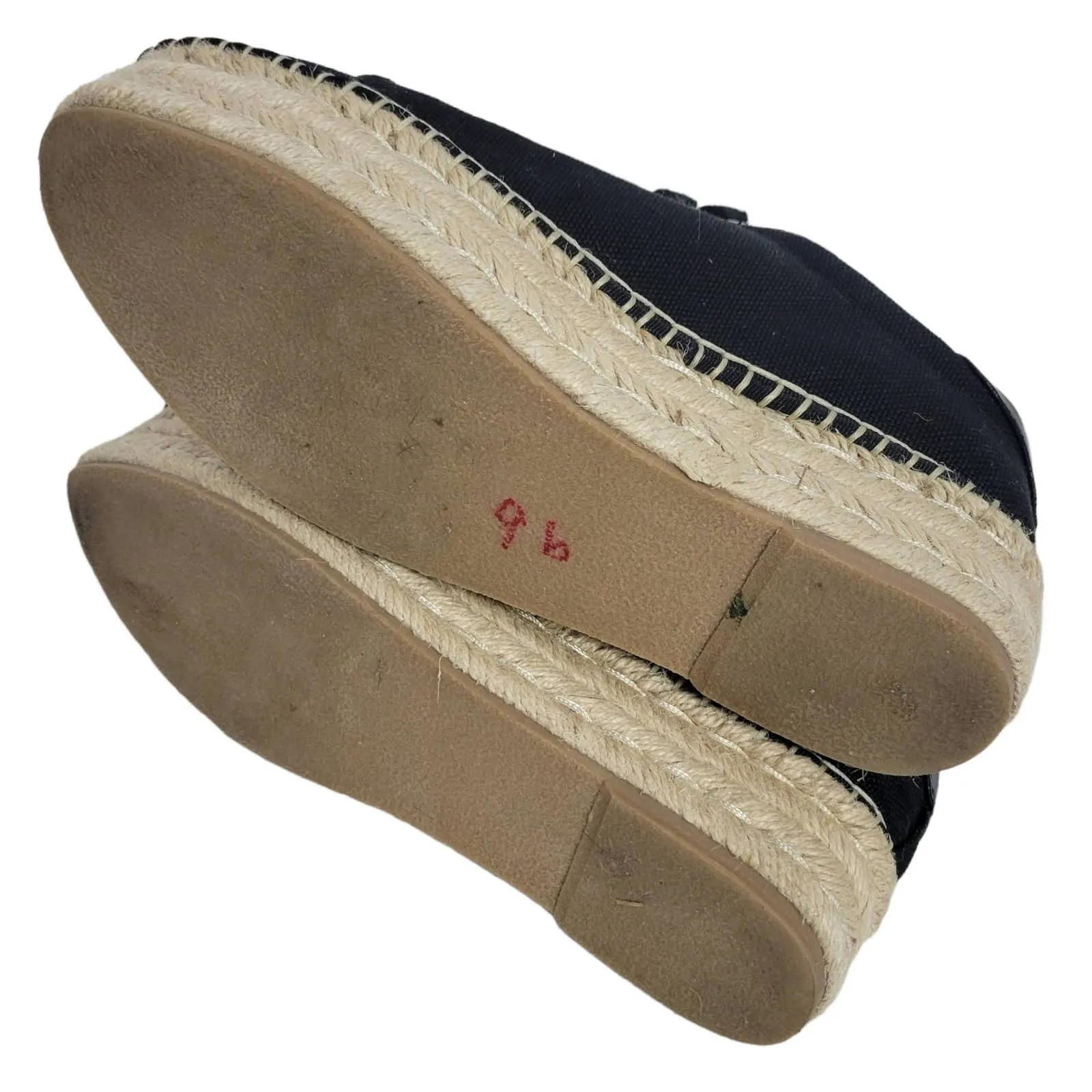 Steve Madden Attitude Espadrille Flatform Shoes Black Canvas Sneakers Size 8.5