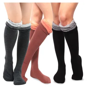 TeeHee Socks Women's Casual Cotton Knee High Dark Combo 3-Pack (11144)