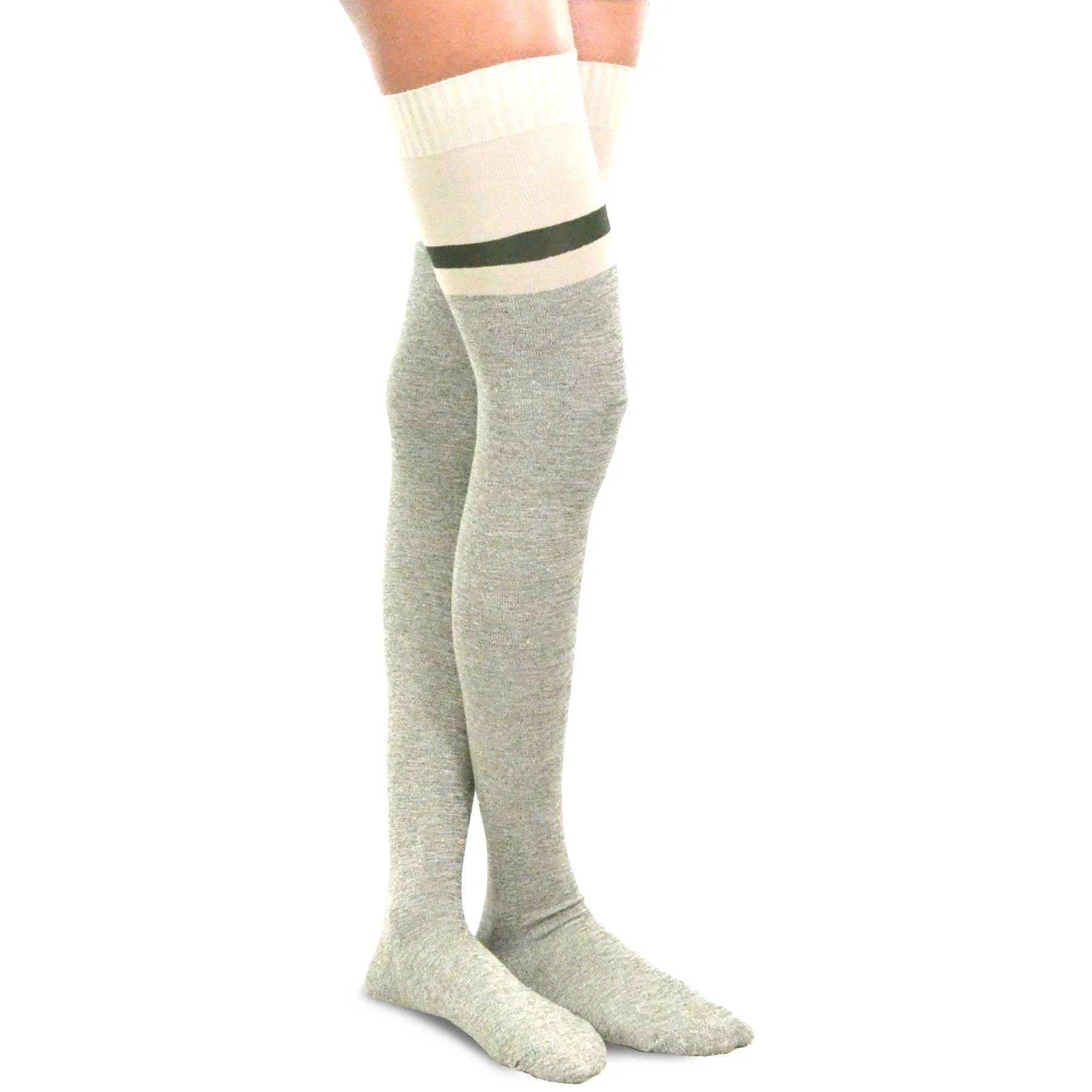 TeeHee Socks Women's Casual Cotton Thigh High Twist Yarn Stripe 3-Pack (11023)