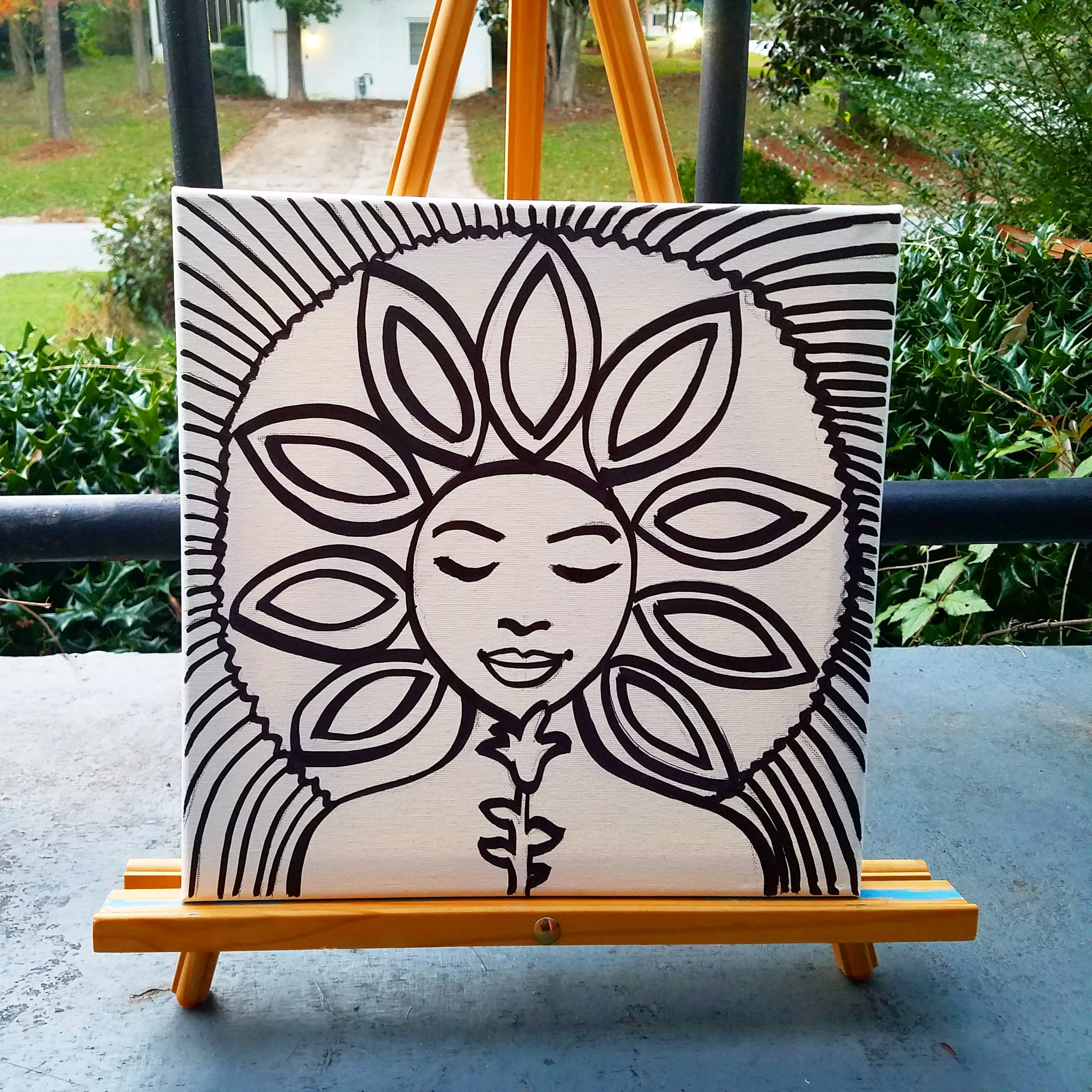 The Sunflower Woman Pre-Drawn Canvas