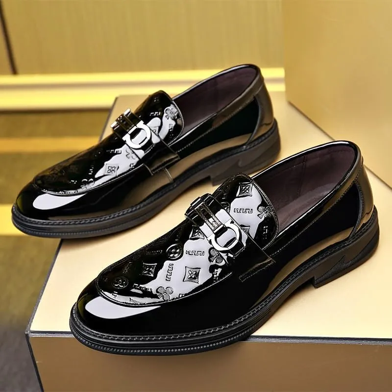 Tuxedo Shoes Classic Men's Leather Dress Shoes Men's Brogue Oxfords Genuine Leather Non-Slip Mens White Dress Shoes(7.5)