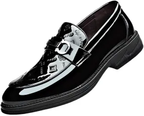 Tuxedo Shoes Classic Men's Leather Dress Shoes Men's Brogue Oxfords Genuine Leather Non-Slip Mens White Dress Shoes(7.5)