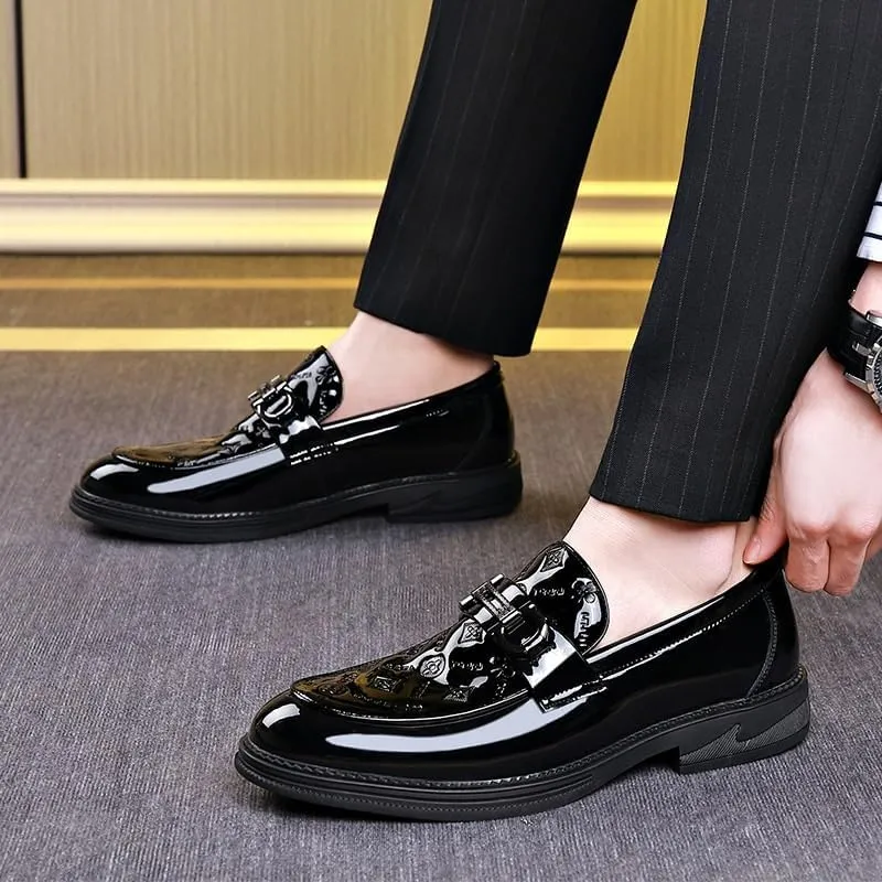 Tuxedo Shoes Classic Men's Leather Dress Shoes Men's Brogue Oxfords Genuine Leather Non-Slip Mens White Dress Shoes(7.5)