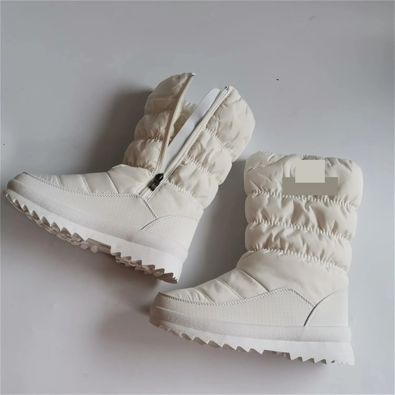 Womens Boots Flat shoes, plush snow boots, women's winter shoes, round head, small and medium leg boots, thermal insulation
