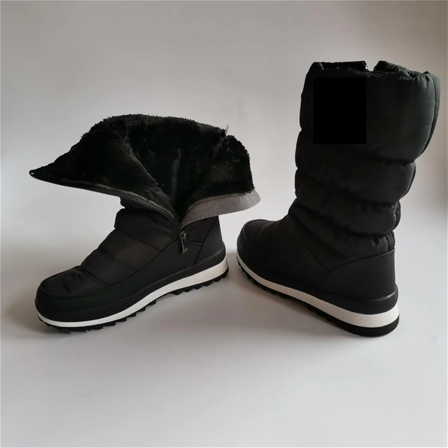 Womens Boots Flat shoes, plush snow boots, women's winter shoes, round head, small and medium leg boots, thermal insulation