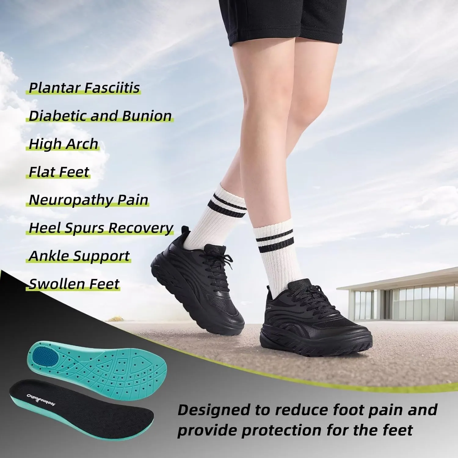 Women's Orthopedic Diabetic Wide Running Shoes: Comfortable Casual Arch Support Plantar Fasciitis Sports Sneakers, Orthotic Swollen Feet Work Tennis Walking Shoes for Ankle and Heel Pain Relief
