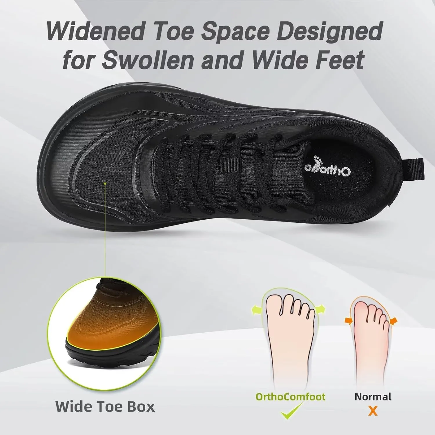 Women's Orthopedic Diabetic Wide Running Shoes: Comfortable Casual Arch Support Plantar Fasciitis Sports Sneakers, Orthotic Swollen Feet Work Tennis Walking Shoes for Ankle and Heel Pain Relief