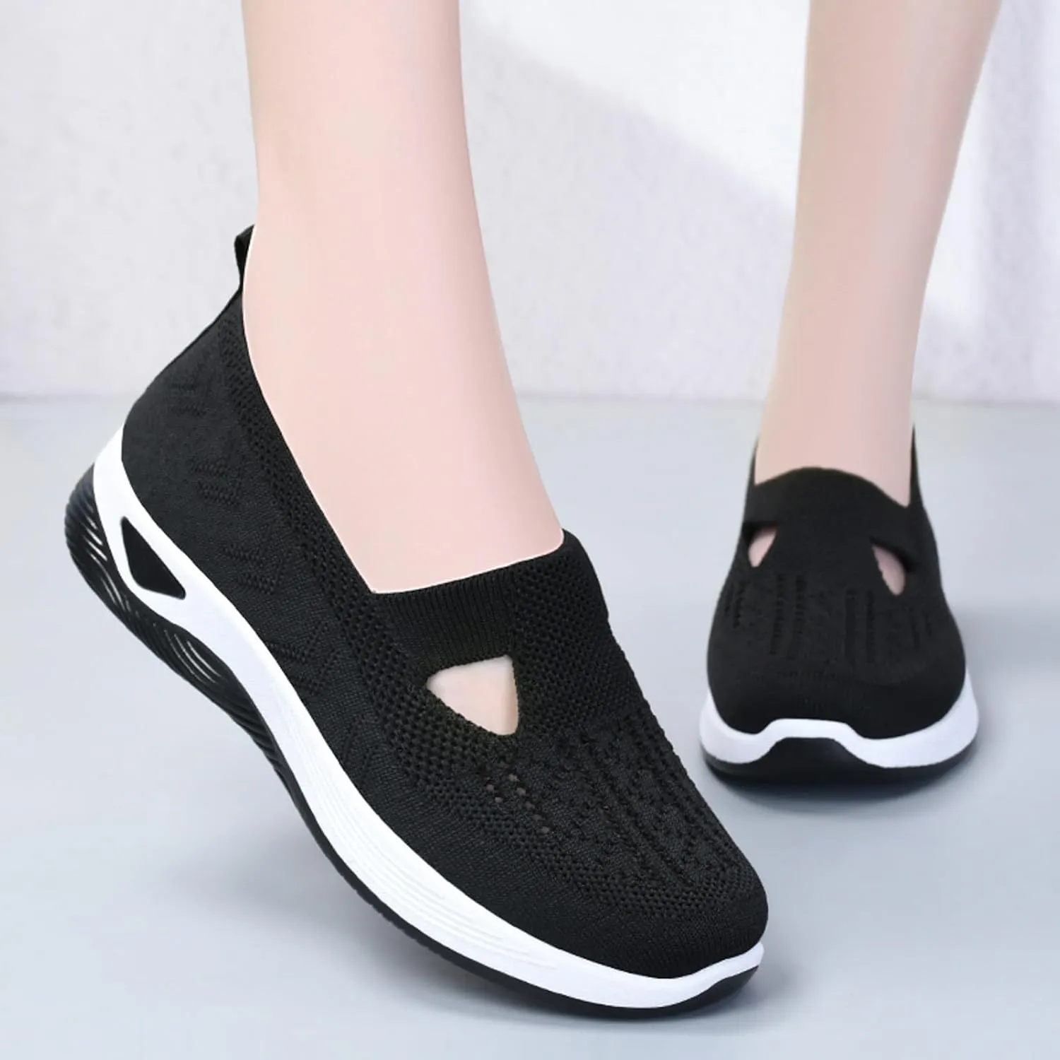 Womens Orthopedic Slip On Casual Shoes Walking Sneakers with Arch Support Comfortable Loafers Plantar Fasciitis Relief Foot Pain Diabetic Feet