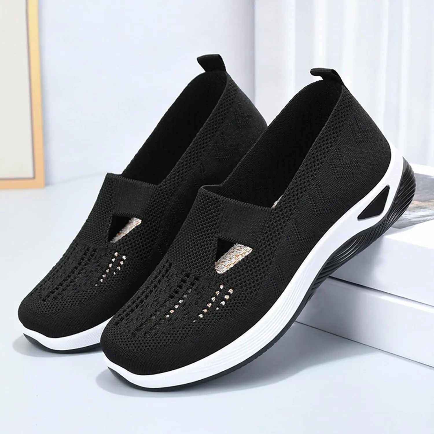 Womens Orthopedic Slip On Casual Shoes Walking Sneakers with Arch Support Comfortable Loafers Plantar Fasciitis Relief Foot Pain Diabetic Feet