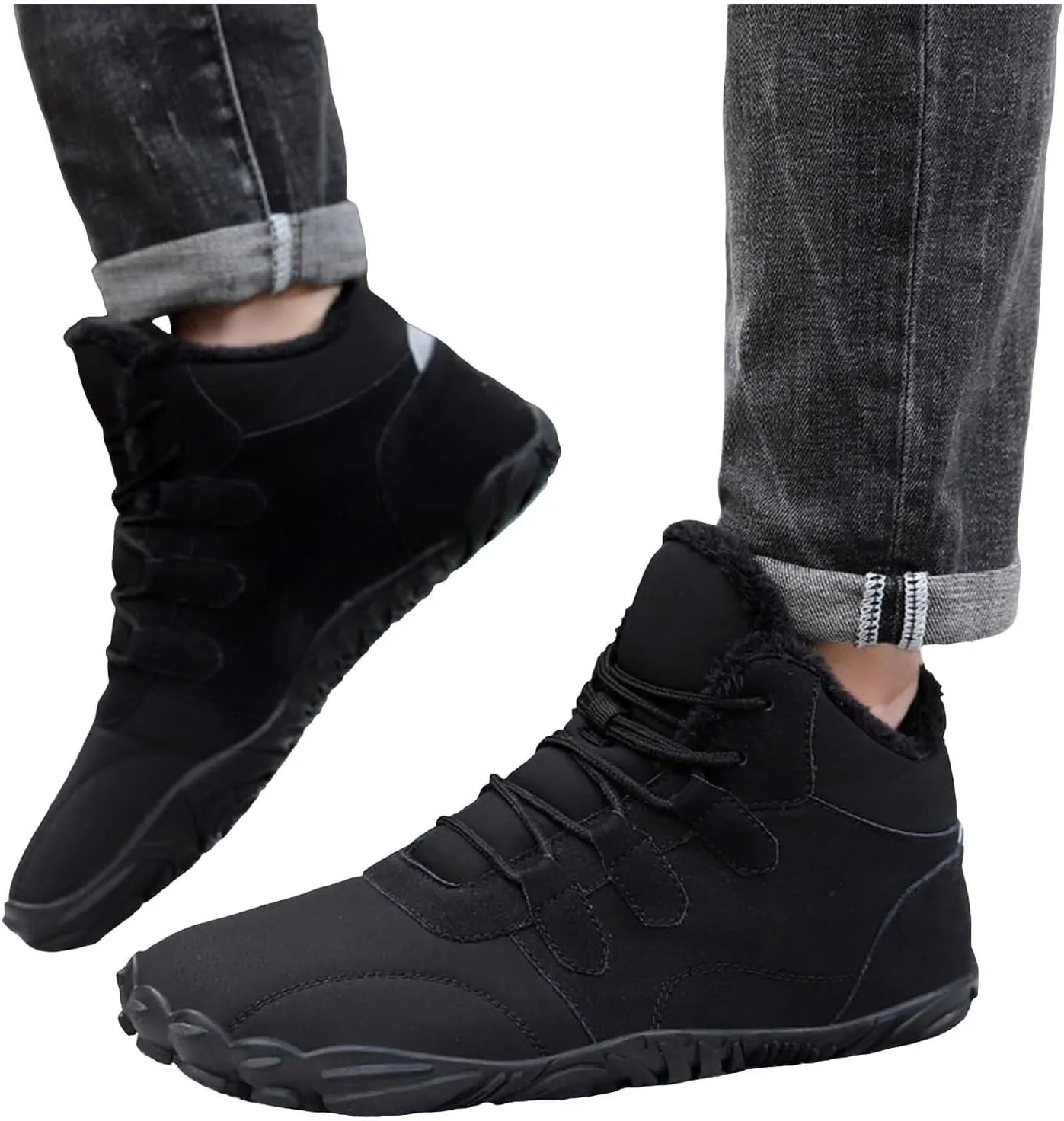 Women's Winter Boots Soft Flat Soled Walking Boots Lace Up Non Slip Boots Fleece Lined Warm Calf Snow Boots for Women