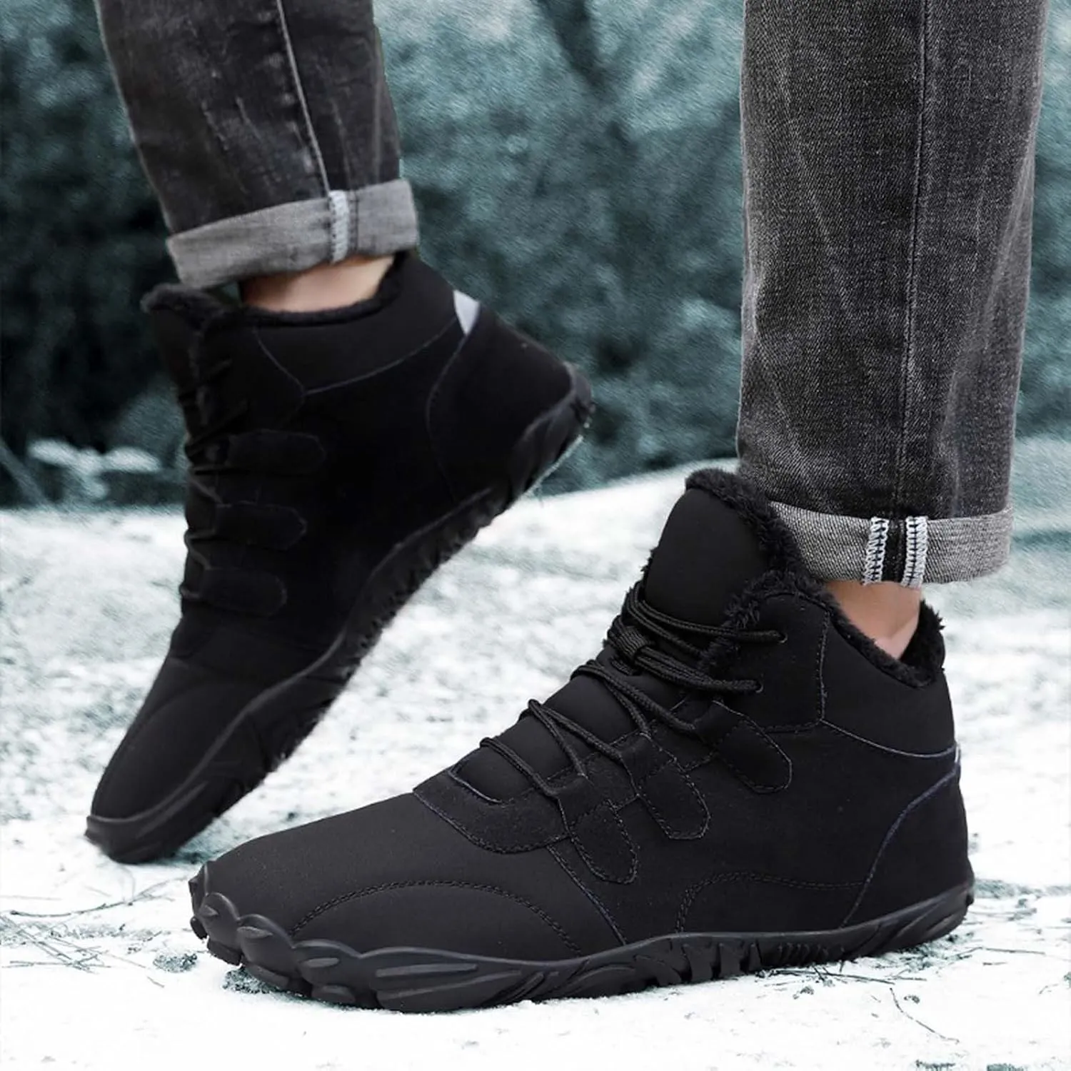 Women's Winter Boots Soft Flat Soled Walking Boots Lace Up Non Slip Boots Fleece Lined Warm Calf Snow Boots for Women