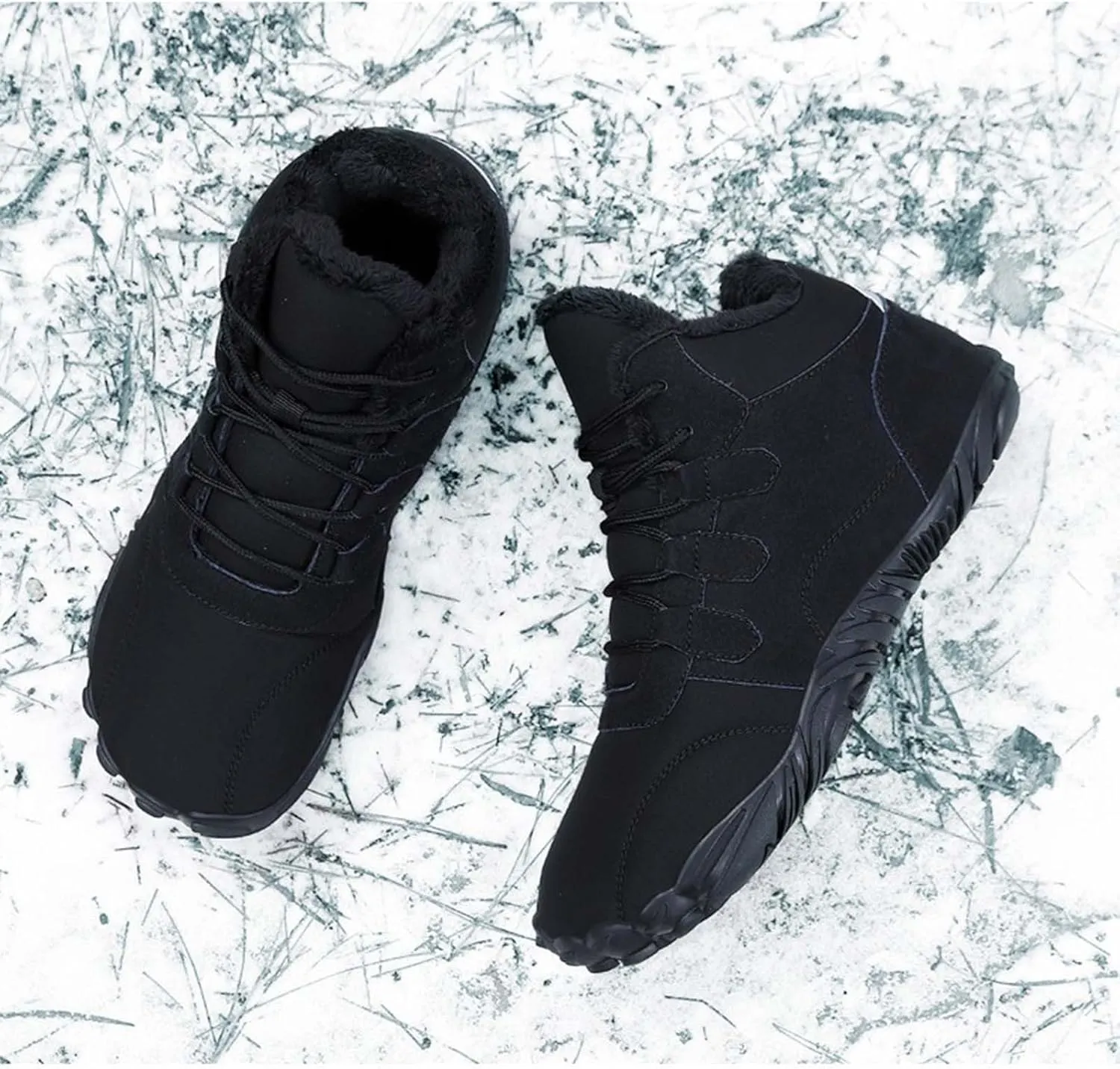Women's Winter Boots Soft Flat Soled Walking Boots Lace Up Non Slip Boots Fleece Lined Warm Calf Snow Boots for Women