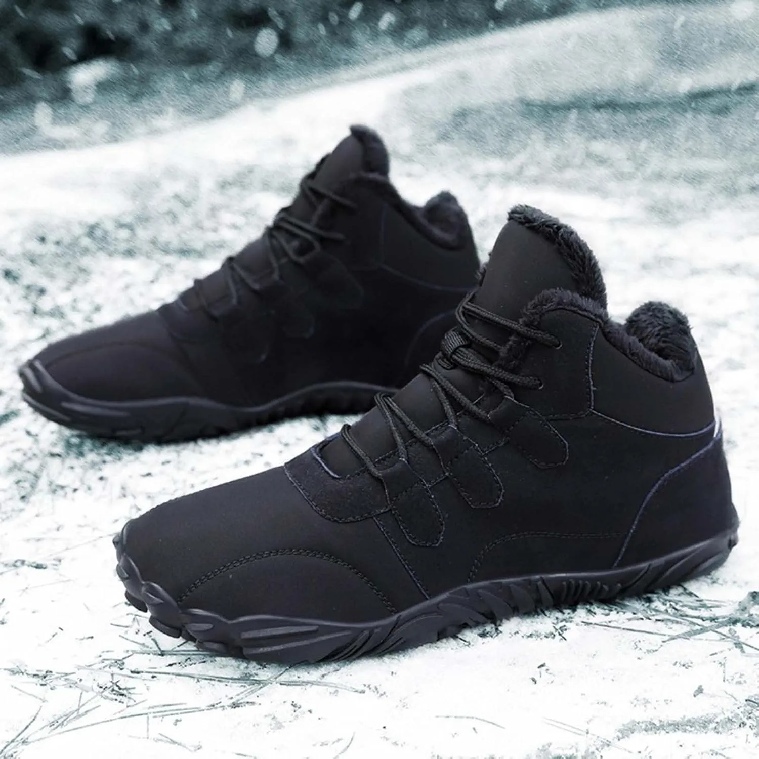 Women's Winter Boots Soft Flat Soled Walking Boots Lace Up Non Slip Boots Fleece Lined Warm Calf Snow Boots for Women