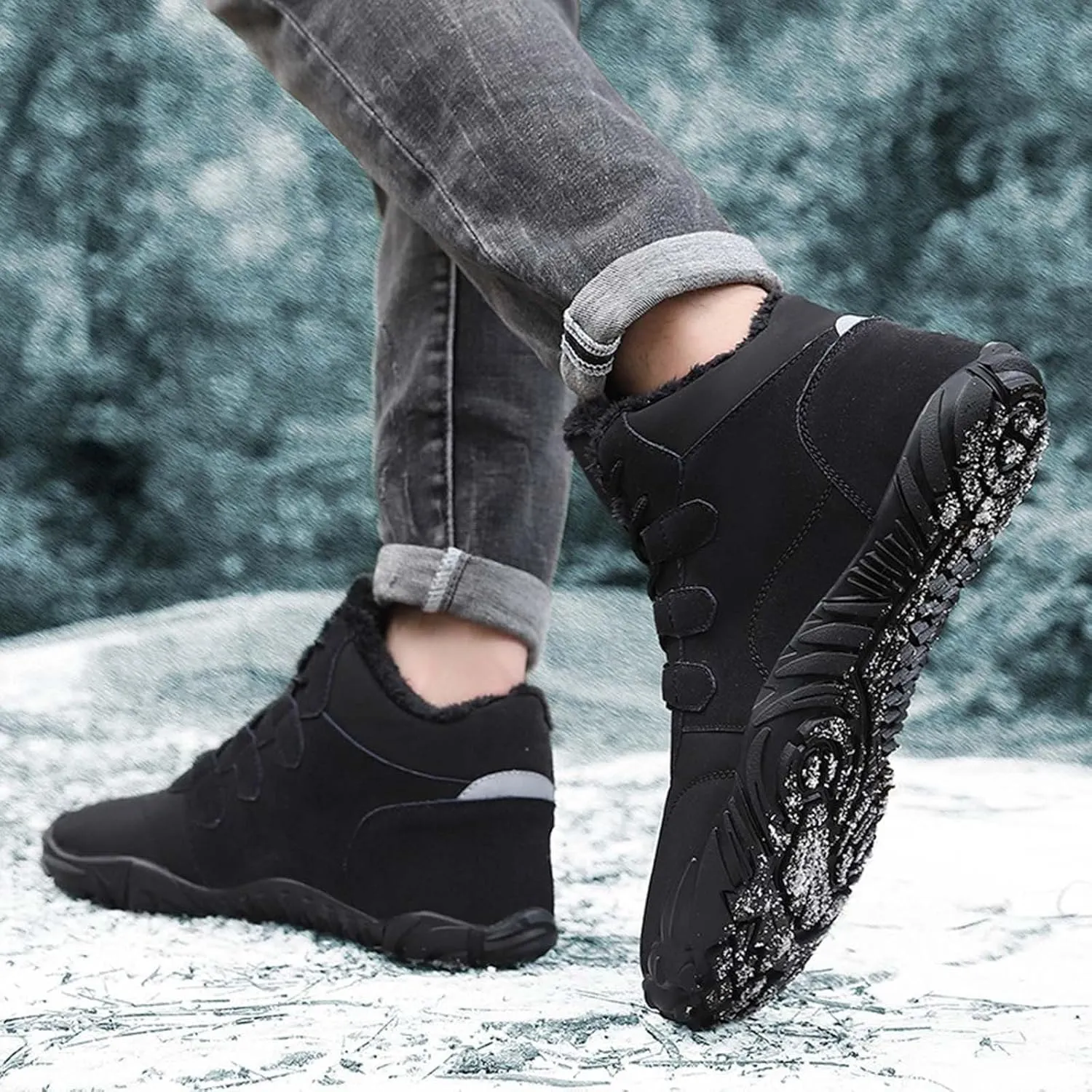Women's Winter Boots Soft Flat Soled Walking Boots Lace Up Non Slip Boots Fleece Lined Warm Calf Snow Boots for Women